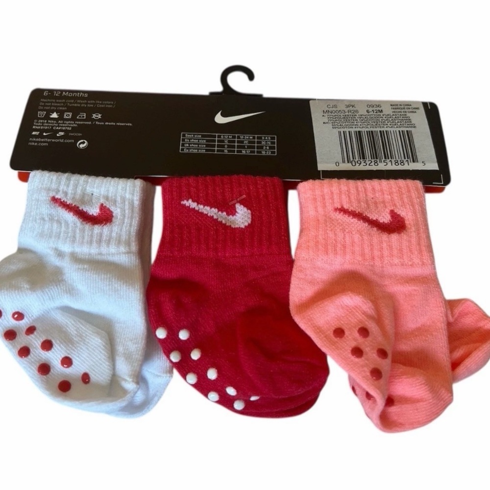 Nike Baby Socks Set - Pink, Red, and White size 6-12 Months - Picture 2 of 2